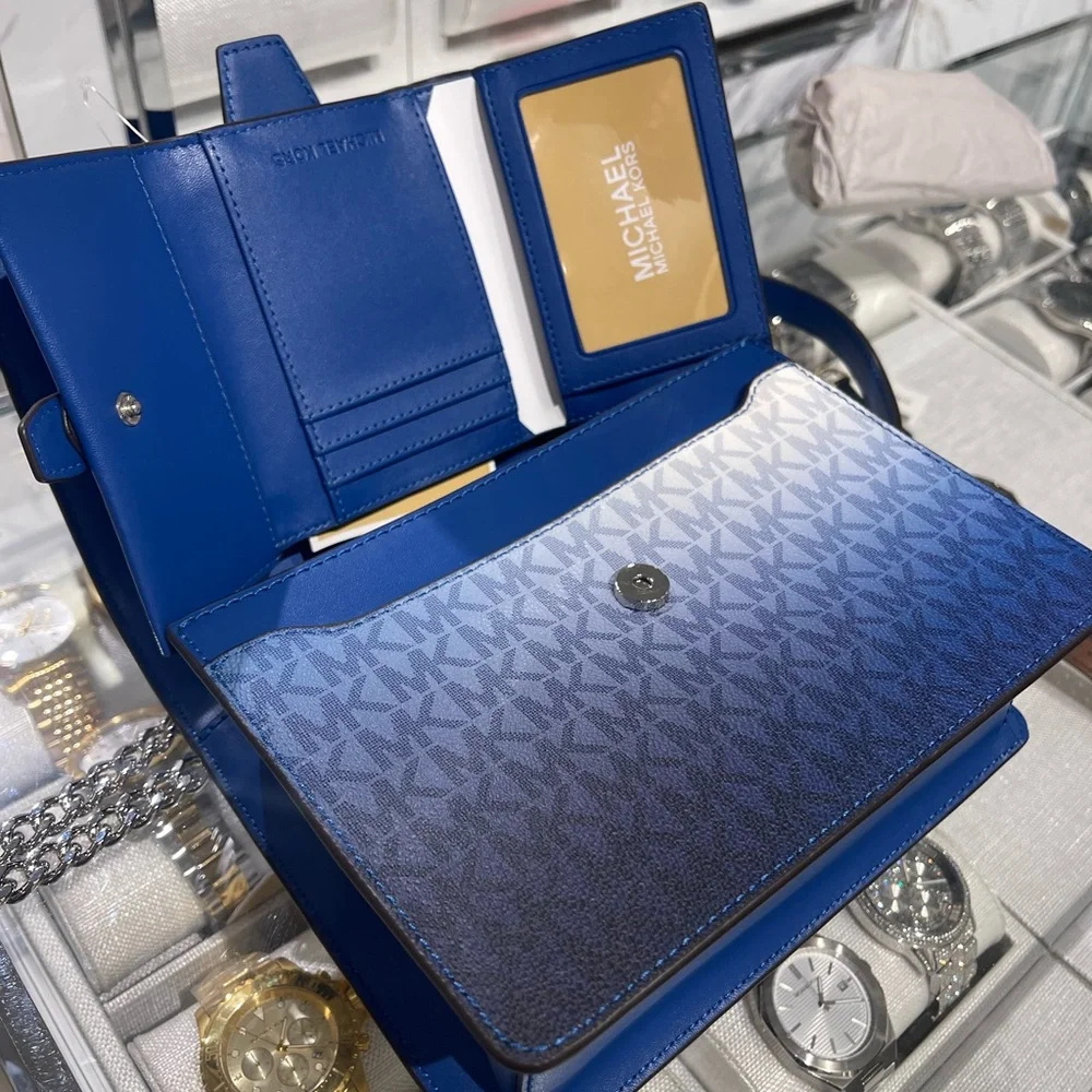 Michael Kors Greenwich Sm Color-Block Logo Flap Crossbody & Md Tri-Fold Wallet - Picture 10 of 16